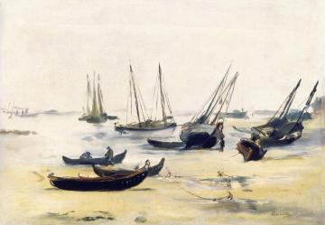 Boats At Low Tide On The Bay Of Arachon Artwork by Edouard Manet