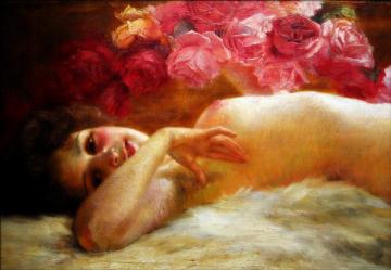 Nude With Roses Artwork by Robert Auer