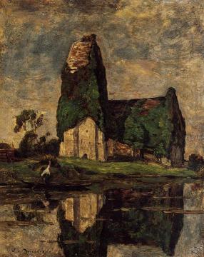 Criqueboeuf, the Church Artwork by Eugène-Louis Boudin