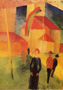 Church with Flags Artwork by August Macke