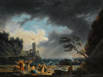 A Stormy Coastal Scene With Figure On A Beach Having Escaped A Shipwreck Artwork by Claude-Joseph Vernet