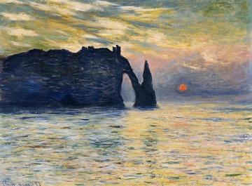 Etretat, Sunset Artwork by Claude Oscar Monet