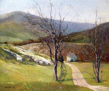 House Along Road In Valley Artwork by Georges Ames Aldrich
