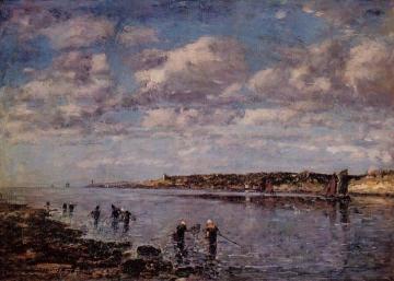 Women Fishing for Shrimp at Kerhor Artwork by Eugène-Louis Boudin