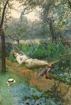 In the Hammock Artwork by Anders Zorn