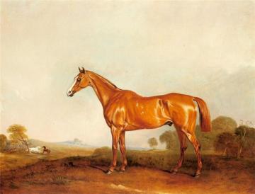 A Chestnut Hunter In A Landscape Artwork by John Ferneley Jr.