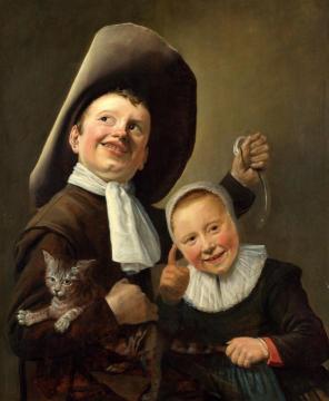 A Boy and a Girl with a Cat and an Eel Artwork by Judith Leyster