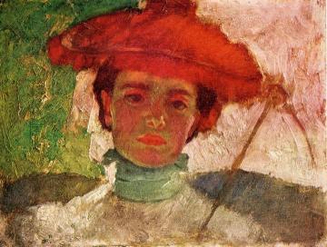 Girl with Parasol Artwork by Frank Duveneck