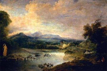 River Landscape Artwork by Jean-Antoine Watteau