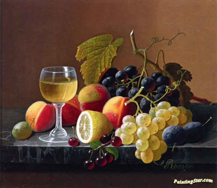 Still LIfe of Fruit with Lemon Artwork by Severin Roesen