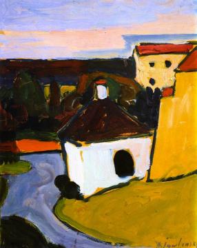 White Chapel in Murnau Artwork by Alexej Jawlensky