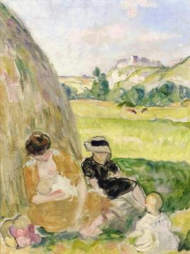 Woman and Children in the Countryside Artwork by Henri Lebasque