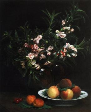 Still Life: Impatiens, Peaches and Apricots Artwork by Henri Fantin-Latour