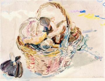 Basket With Mushrooms Artwork by Oskar Kokoschka