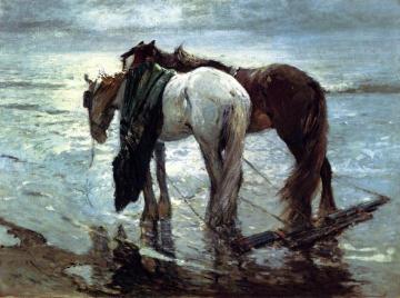 Fishermen's Horses Artwork by William Ritschel