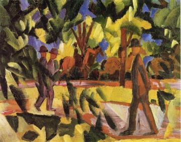 Riders and Strollers in the Avenue Artwork by August Macke