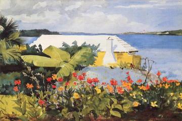Flower Garden And Bungalow, Bermuda Artwork by Winslow Homer