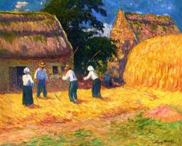 Threshing Wheat Artwork by Henry Moret