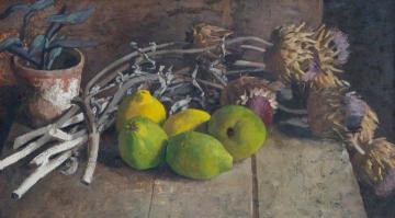 Artichokes and Cathay Quinces Artwork by John Arthur Malcolm Aldridge