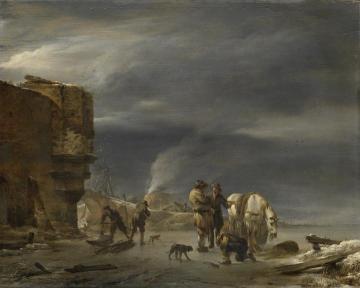 Winter Scene near a City. 1647 Artwork by Nicolae Berchem