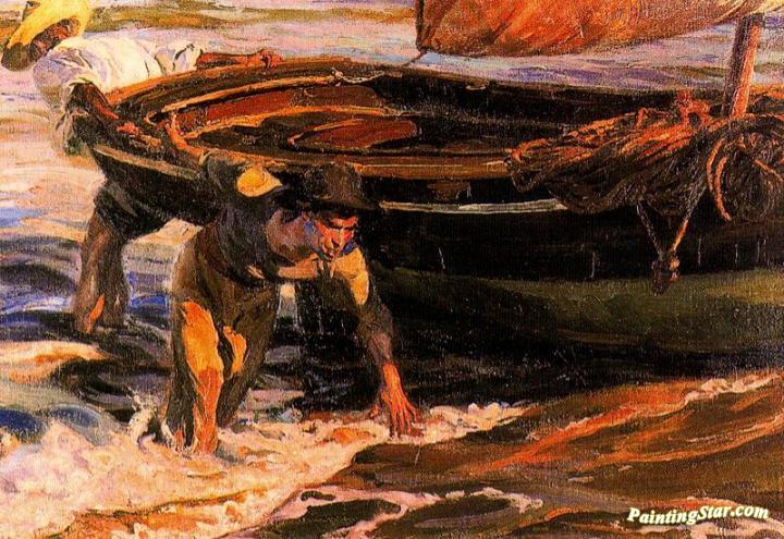 Sacando la barca Artwork by Jose Mongrell Torrent