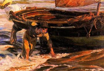 Sacando la barca Artwork by Jose Mongrell Torrent