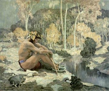 Indian Warrior At Rest Artwork by E. Irving Couse