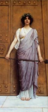 At the Gate of the Temple Artwork by John William Godward