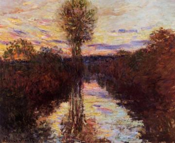 The Small Arm of the Seine at Mosseaux, Evening Artwork by Claude Oscar Monet