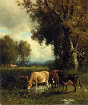 Cows in the Meadow Artwork by William M. Hart