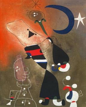 Women And Bird In The Moonlight Artwork by Joan Miró