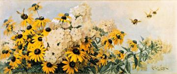 Black-Eyed Susans and Phlox Artwork by Raoul de Longpre