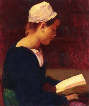 Breton Girl Reading Artwork by Roderic OConnor