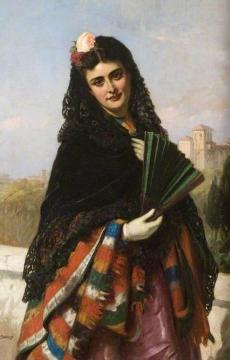 Spanish Lady with a Fan Artwork by John Bagnold Burgess