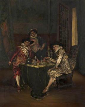 Cavaliers Playing Chess Artwork by Adolphe Alexander Lesrel
