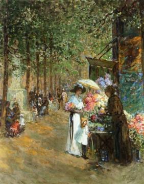 The Flower Market Artwork by Pierre Eugène Montézin