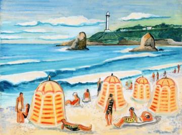 Bathing Huts On The Beach Artwork by Hermann Max Pechstein