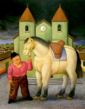 Man And Horse Artwork by Fernando Botero