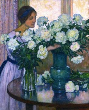 White Peonies Artwork by Theo van Rysselberghe