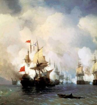 The Battle in the Chios Channel. Artwork by Ivan Constantinovich Aivazovsky