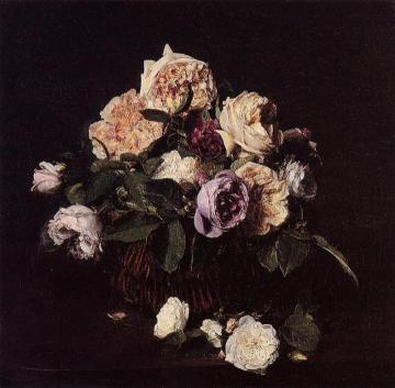 Roses in a Basket on a Table Artwork by Henri Fantin-Latour