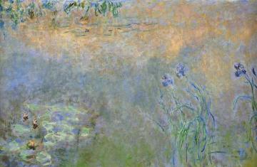 Water-Lily Pond with Irises Artwork by Claude Oscar Monet