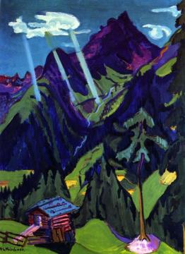 Bünder Landschaft mit Sonnenstrahlen Artwork by Ernst Ludwig Kirchner