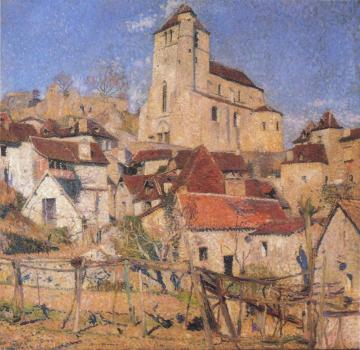 Saint Cirq Lapopie les Toits ensoleille Artwork by Henri Martin