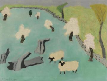 Sheep In A Landscape Artwork by Milton Avery