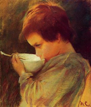 Child Drinking Milk Artwork by Mary Cassatt
