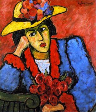Lady In A Yellow Straw Hat Artwork by Alexej Jawlensky