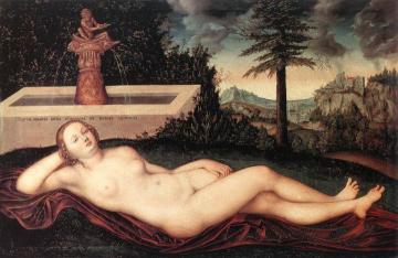 Reclining River Nymph at the Fountain Artwork by Lucas Cranach the Elder