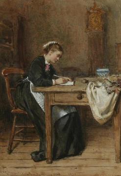 Writing a letter home Artwork by George Goodwin Kilburne