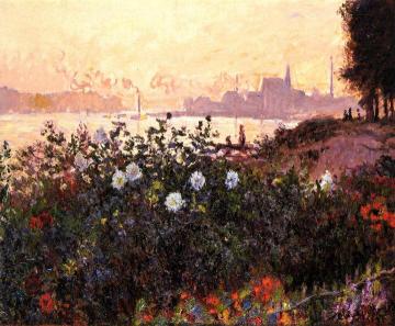 Argenteuil, Flowers by the Riverbank Artwork by Claude Oscar Monet
